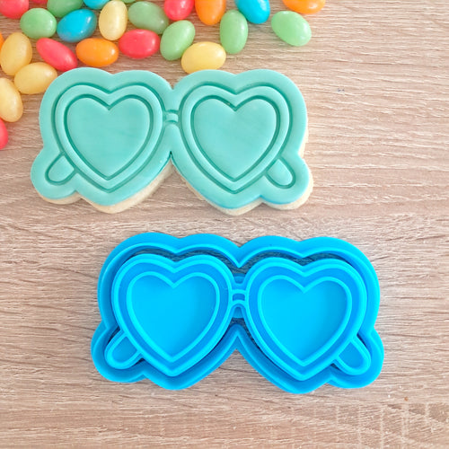 Heart Sunglasses Cookie Cutter & Fondant Stamp