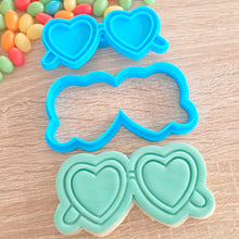 Load image into Gallery viewer, Heart Sunglasses Cookie Cutter &amp; Fondant Stamp