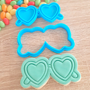 Heart Sunglasses Cookie Cutter & Fondant Stamp