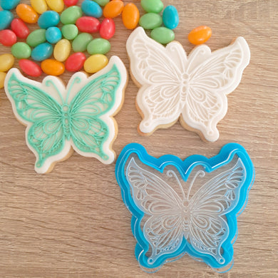 Butterfly Raised Acrylic Fondant Stamp & Cookie Cutter