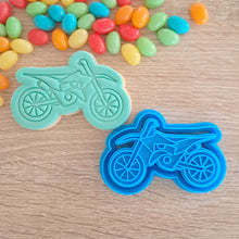 Load image into Gallery viewer, Dirt Bike Cookie Cutter &amp; Fondant Stamp