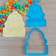 Load image into Gallery viewer, XL Easter Chick with Name Box (2 or 4pcs) Cookie Cutter &amp; Fondant Stamp Set