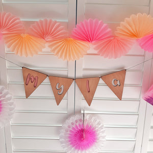 Wooden Name Bunting Flags