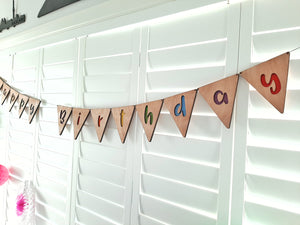 Happy Birthday Wooden Bunting Flags