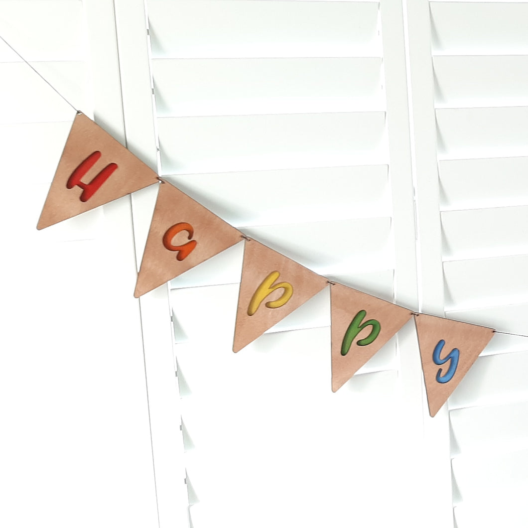 Happy Birthday Wooden Bunting Flags