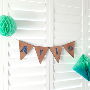 Wooden Name Bunting Flags