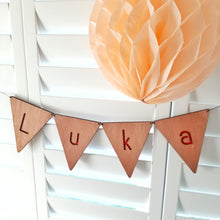 Load image into Gallery viewer, Wooden Name Bunting Flags