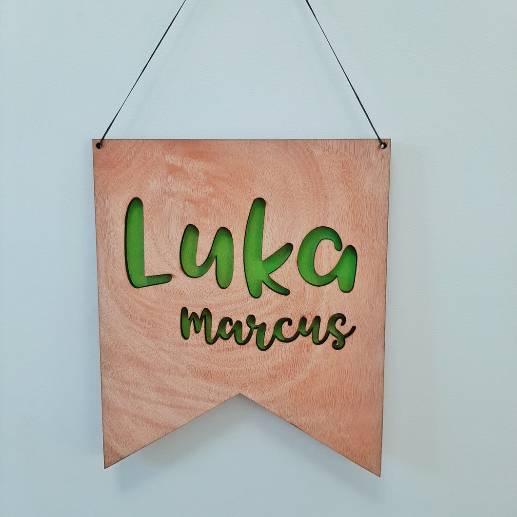 Custom Name/Text Wooden Flag