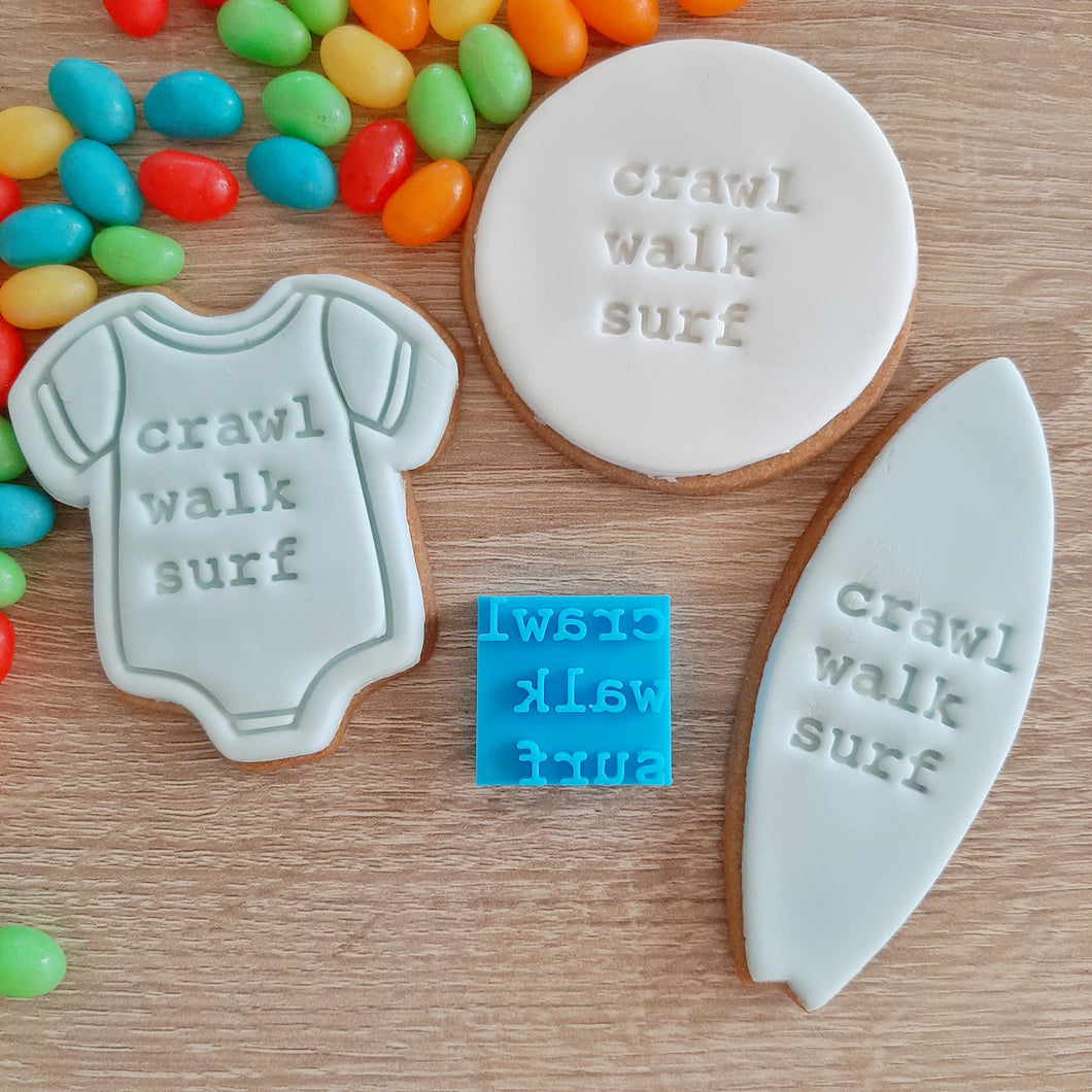 Crawl Walk Surf Mini Fondant Stamp