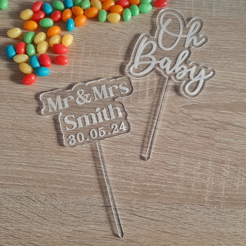 Custom Engraved Acrylic Clear Cake Topper