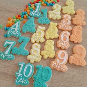 Full Set 1-10 Raised Acrylic Fondant Stamp & Cookie Cutter