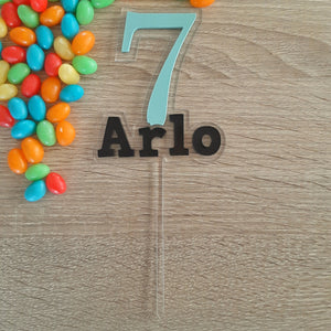 Name & Number Layered Acrylic Cake Topper