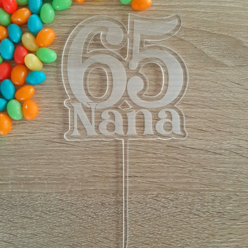 Name & Number Engraved Clear Acrylic Cake Topper