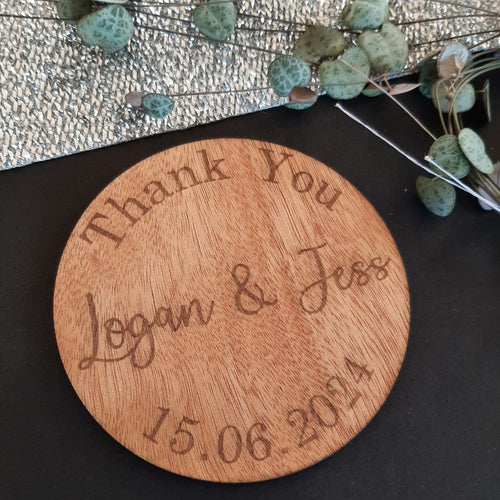 Personalised Thank You Wedding Wooden Coaster