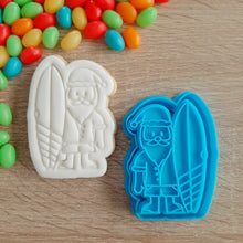 Load image into Gallery viewer, Santa with Surfboard Cookie Cutter &amp; Fondant Stamp