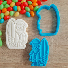 Load image into Gallery viewer, Santa with Surfboard Cookie Cutter &amp; Fondant Stamp