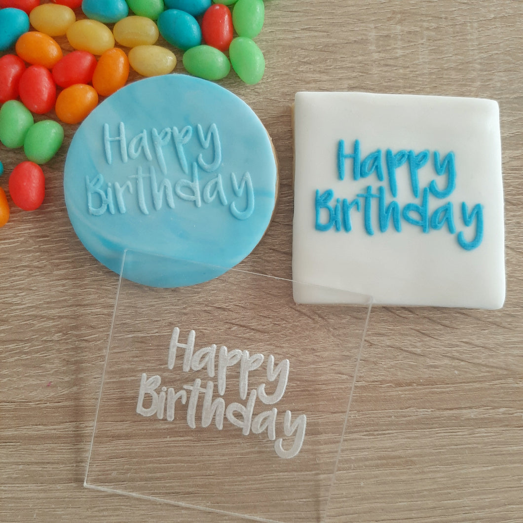 Happy Birthday Raised Acrylic Fondant Stamp