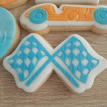 Load image into Gallery viewer, Racing Flags Raised Acrylic Fondant Stamp &amp; Cookie Cutter