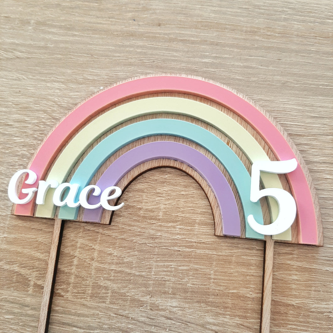 Personalised Rainbow Cake Topper