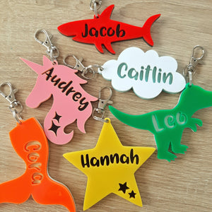 Personalised Dinosaur 2 Layer Acrylic Bag Tag/Keyring