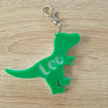 Load image into Gallery viewer, Personalised Dinosaur 2 Layer Acrylic Bag Tag/Keyring