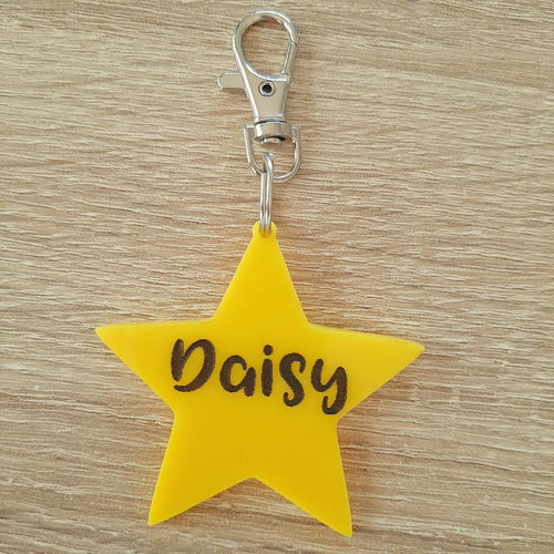 Personalised Star Engraved Acrylic Bag Tag/Keyring