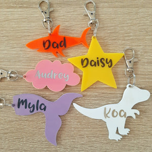 Personalised Shark Engraved Acrylic Bag Tag/Keyring