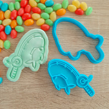 Load image into Gallery viewer, Fishing Rod Cookie Cutter &amp; Fondant Stamp