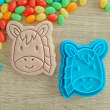 Load image into Gallery viewer, Horse Head (cute) Cookie Cutter &amp; Fondant Stamp