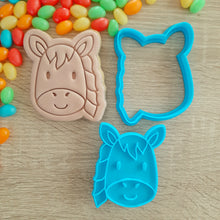 Load image into Gallery viewer, Horse Head (cute) Cookie Cutter &amp; Fondant Stamp