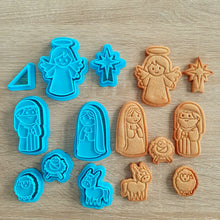 Load image into Gallery viewer, Gingerbread Nativity Stable Cookie Cutter &amp; Stamp Set