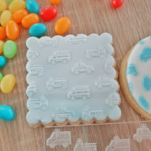 Emergency Vehicles Raised Acrylic Fondant Stamp