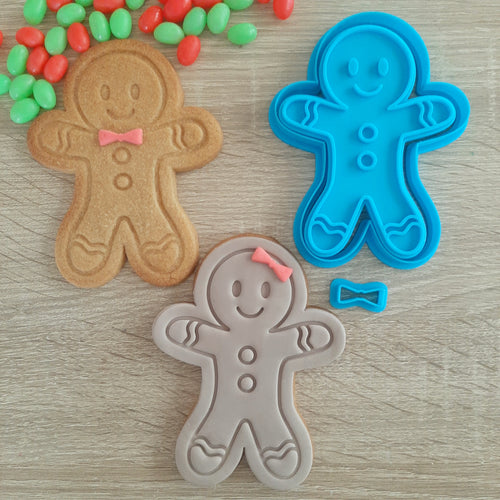 XL Gingerbread Man (2 or 3pcs) Cookie Cutter & Fondant Stamp Set