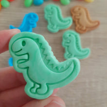 Load image into Gallery viewer, Mini Dinosaur (T-Rex) Cookie Cutter &amp; Stamp