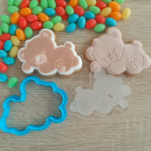 Load image into Gallery viewer, Sleepy Teddy Raised Acrylic Fondant Stamp &amp; Cookie Cutter