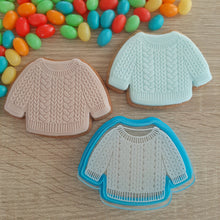 Load image into Gallery viewer, Knitted Sweater Raised Acrylic Fondant Stamp &amp; Cookie Cutter