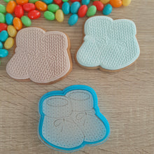 Load image into Gallery viewer, Knitted Baby Booties Raised Acrylic Fondant Stamp &amp; Cookie Cutter