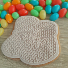 Load image into Gallery viewer, Knitted Baby Booties Raised Acrylic Fondant Stamp &amp; Cookie Cutter