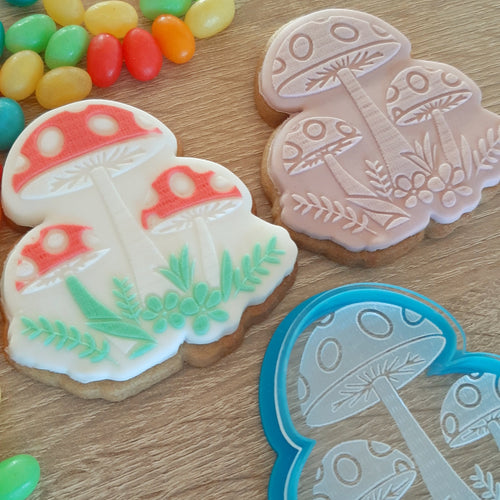 Toadstool Trio Raised Acrylic Fondant Stamp & Cookie Cutter