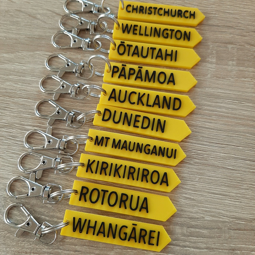 NZ Town Sign Key Ring