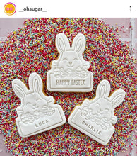 Load image into Gallery viewer, XL Easter Bunny with Name Box (4pcs) Cookie Cutter &amp; Fondant Stamp Set