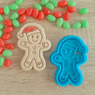 Santa Hat Gingerbread Man Cookie Cutter & Fondant Stamp