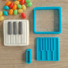 Load image into Gallery viewer, Piano/Keyboard 3 Piece Cutter and Fondant Stamp Set